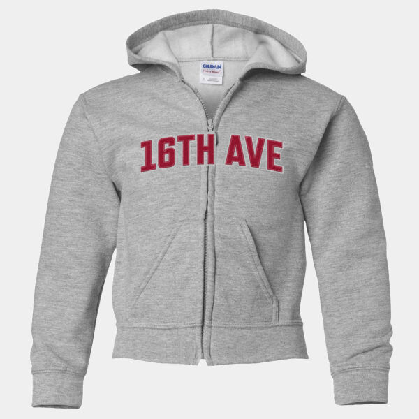16th Ave Felt-Look Heavy Blend™ Youth Full-Zip Hooded Sweatshirt (Y10) Thumbnail